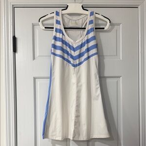 PURE LIME TENNIS DRESS WHITE & BLUE SUPER CUTE RACERBACK SIZE M (8-10)